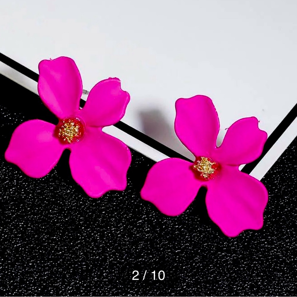 Flower Plating Alloy Stud Earrings